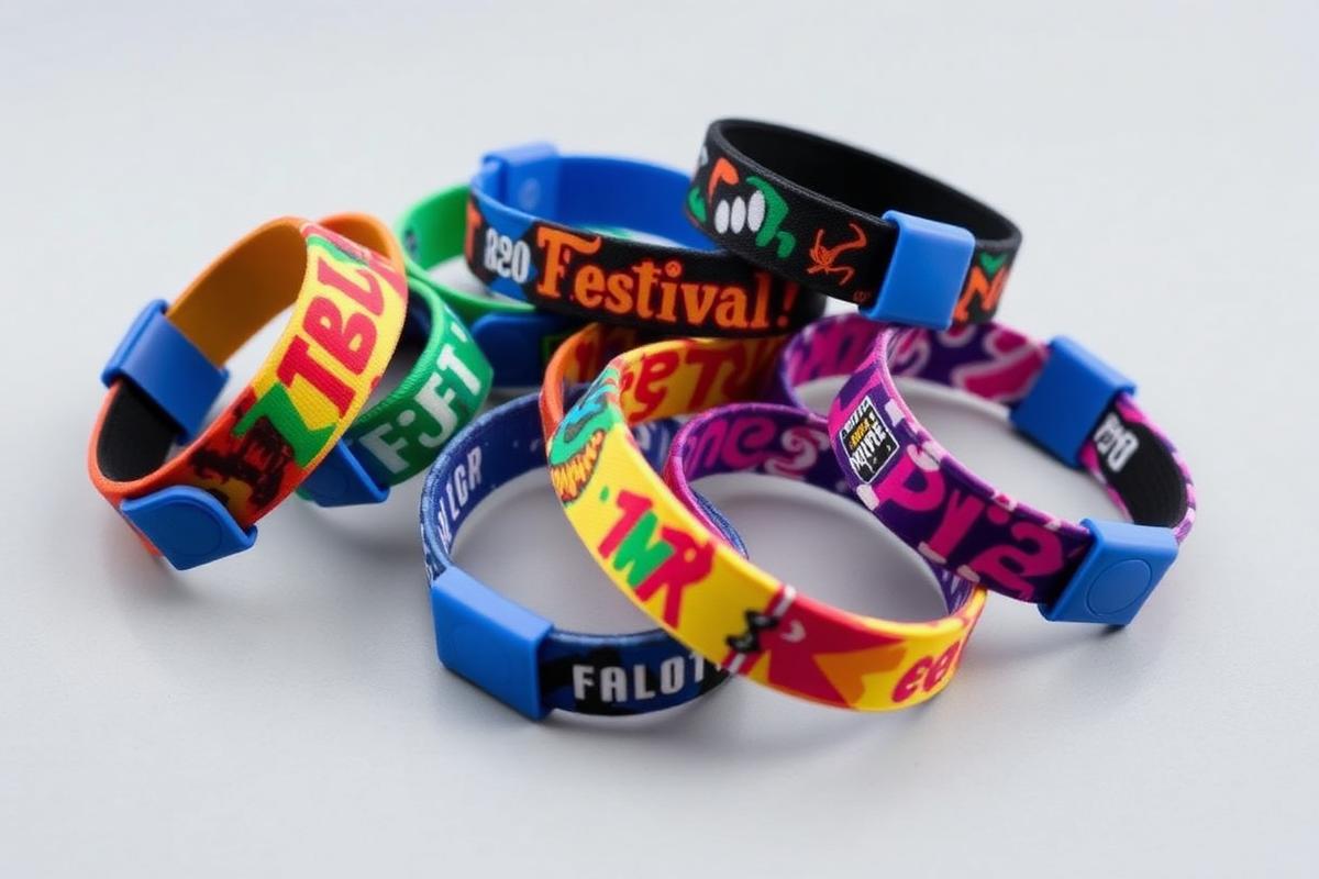 Woven fabric wristbands with slider closures