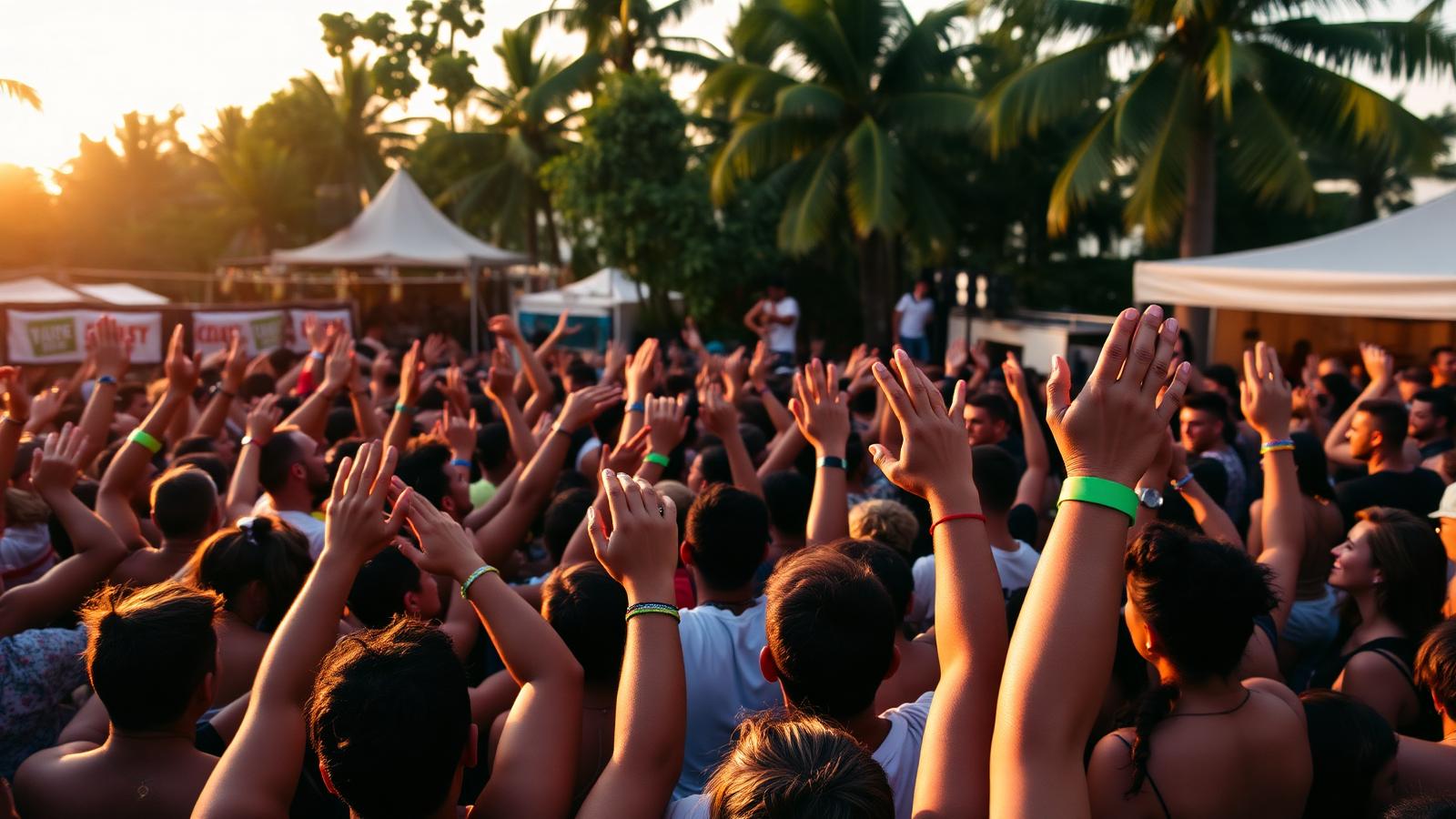 Festival crowd wearing custom printed wristbands